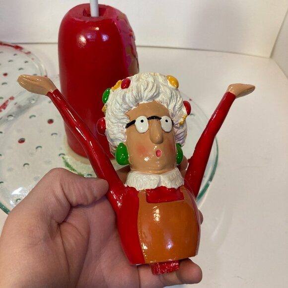 Vintage Holiday 3 Tier Serving Stray Grandma Christmas Tree Ceramic Glass Unique - Picture 13 of 16